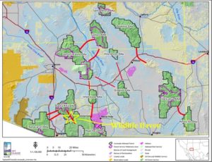 Map of region where the Wildlife Haven project is located in southern Arizona, USA.